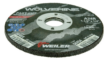 Weiler Wolverine Surface Grinding Wheel 56464 - 4-1/2 in - Aluminum Oxide - 24 - R