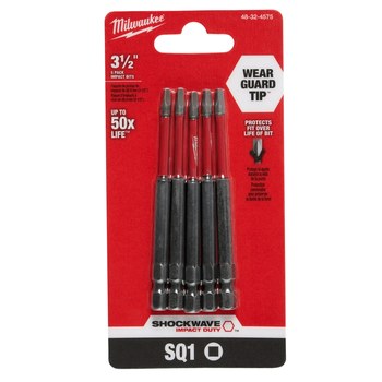 Milwaukee SHOCKWAVE Impact Duty Square Driver Bit Set 48-32-4575 - Alloy Steel - 3.5 in Length - 54796
