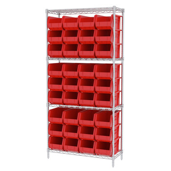 Picture of Akro-Mils AWS143630240 Akrobin 2000 lb Adjustable Red Chrome Steel Open Fixed Shelving System (Main product image)