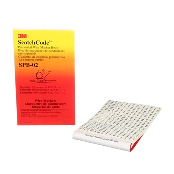 3M ScotchCode SPB-02 Wire Marker Book, Vinyl Cloth, White