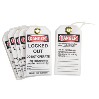 Brady 65527 Lockout / Tagout Tag, 3 in x 5 3/4 in, Polyester / Paper ...