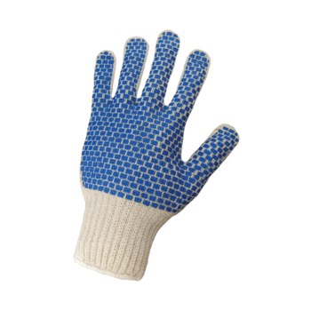 Global Glove S66B Blue/White Universal Cotton/Polyester Work Glove - PVC Dotted Both Sides Coating - S66BB