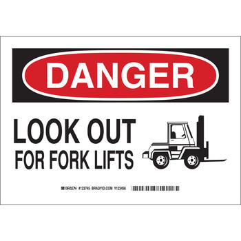 Picture of Brady B-302 Polyester Rectangle White English Truck & Forklift Warehouse Traffic Sign part number 123745 (Main product image)