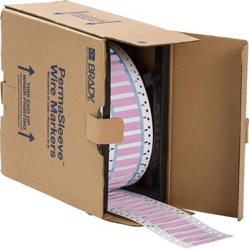 Picture of Brady Pink Polyolefin Thermal Transfer 3PS-250-2-PK-S-2 Die-Cut Thermal Transfer Printer Sleeve (Main product image)