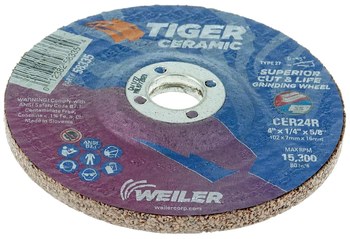 Weiler Tiger Grinding Wheel 58335 - 4 in - Ceramic - 24 - R