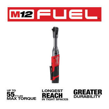 Milwaukee M12 FUEL Ratchet Kit 2560-21 - M12 REDLITHIUM Battery - 660 in/lb Max