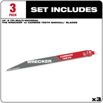 Milwaukee SAWZALL WRECKER Reciprocating Saw Blade 48-00-5343 - Carbide