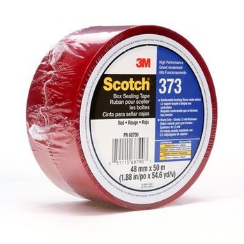 3M Scotch 373 Red Box Sealing Tape - 48 mm Width x 50 m Length - 2.5 mil Thick - 68790
