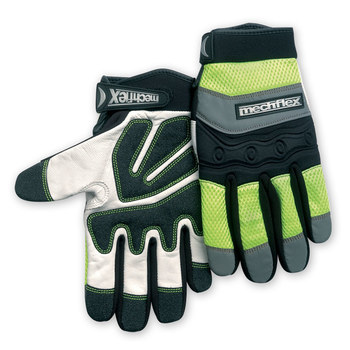 Picture of Chicago Protective Apparel Mechflex Black/Gray/High-Visibility Green Large Goatskin Leather Mechanic's Gloves (Main product image)