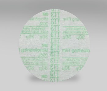 3M Hookit 366L Coated Aluminum Oxide Green Hook & Loop Disc - Film Backing - 3 mil Weight - 30 Grit - Extra Fine - 3 in Diameter - 53827