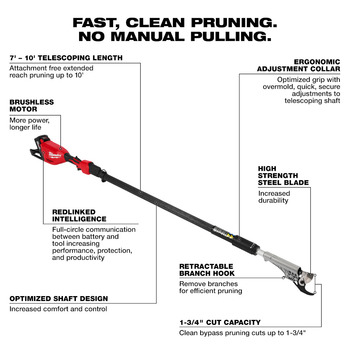 Milwaukee M18 Telescoping Pole Pruning Shears Kit 3008-21 - 14.3 lb - 3 in Blade