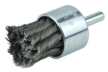 Weiler Wolverine Steel Cup Brush - Unthreaded Stem Attachment - 1 in Diameter - 0.020 in Bristle Diameter - Package Type: Boxed - 36251
