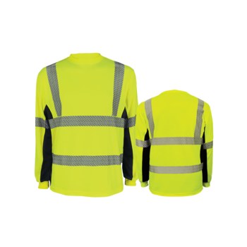 Global Glove FrogWear High-Visibility Reflective Shirt GLO-225LS/LG - Size Large - Lime - GLO-225LS LG