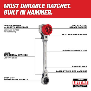 Milwaukee 48-22-9216 Lineman's Ratcheting Wrench - Steel
