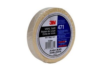 3M 471 White Marking Tape - 3/4 in Width x 36 yd Length - 5.2 mil Thick - 68864