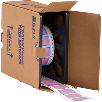 Picture of Brady Permasleeve Pink Heat-Shrinkable, Self-Extinguishing Polyolefin Thermal Transfer 3PS-750-2-PK-2 Die-Cut Thermal Transfer Printer Sleeve (Main product image)