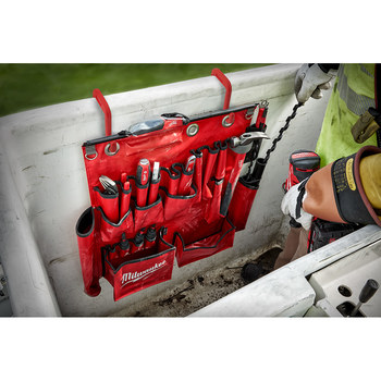 Milwaukee Red/Black/Gray Vinyl Aerial Tool Apron - 23.62 Length - 25.2 Wide - 48-22-8290