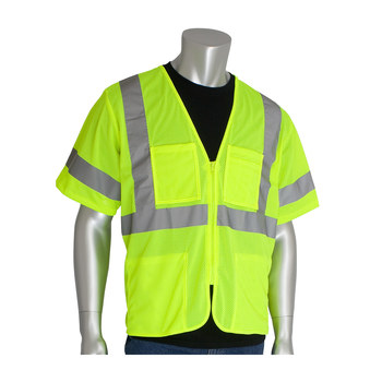Picture of PIP 303-MVGZ4P-LY Lime Yellow 3XL Polyester Mesh High-Visibility Vest (Main product image)