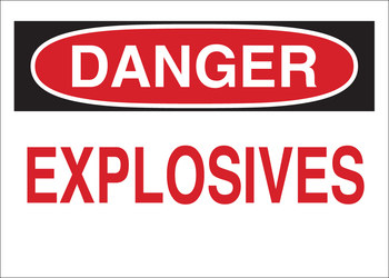 Picture of Brady B-401 Polystyrene Rectangle White English Explosives Warning Sign part number 25654 (Main product image)