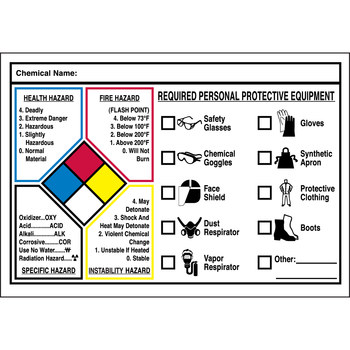 Picture of Brady Black / Blue / Red / Yellow on White Rectangle Write-On Vinyl 53077 Right-To-Know Label (Main product image)