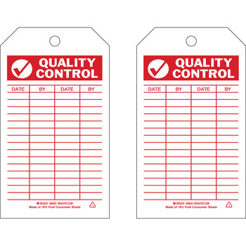 Picture of Brady Red on White Metal Grommet, Self-Laminating, Write-On Polyester General Inspection 86623 General Inspection Tag (Main product image)