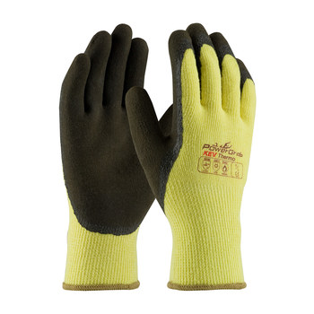 PIP PowerGrab KEV Thermo 09-K1350 Black/Yellow Large Cut-Resistant Gloves -  ANSI A3 Cut Resistance - Latex Palm & Fingertips Coating - 10.6 in Length 