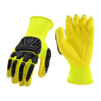 West Chester HVY713NFB Yellow/Black Small Nylon Work Gloves - EN388 Cut 1 Cut Resistance - Nitrile Foam Palm Coating - HVY713NFB/S