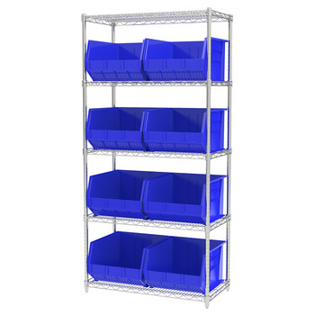 Picture of Akro-Mils AWS183630270 Akrobin 2000 lb Adjustable Blue Chrome Steel Open Fixed Shelving System (Main product image)