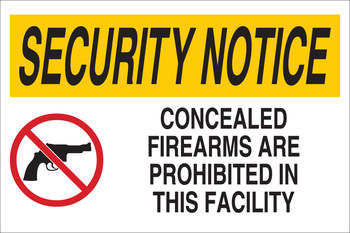 Picture of Brady B-959 Aluminum Rectangle White / Yellow English Weapon Control Sign part number 141797 (Main product image)