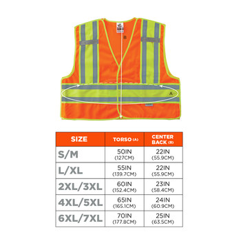 Ergodyne Glowear High-Visibility Vest 8245PSV 23385 - Size Large/XL - High-Visibility Orange