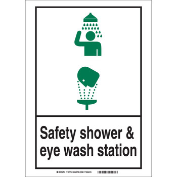 Picture of Brady B-555 Aluminum Rectangle Eyewash & Shower Sign part number 119783 (Main product image)