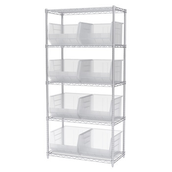 Picture of Akro-Mils AWS183630270SC Akrobin 2000 lb Adjustable Clear Chrome Steel Open Fixed Shelving System (Main product image)