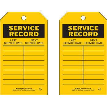 Picture of Brady Black on Yellow Metal Grommet, Self-Laminating, Write-On Polyester 86625 Maintenance Tag (Main product image)