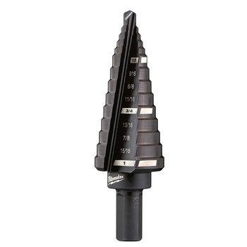 Milwaukee 1/2 - 1 in Step Drill Bit 48-89-9208 - 6.0 in Overall Length - 1/2 in Flute - Black Oxide