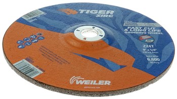 Weiler Tiger Zirc Grinding Wheel 58077 - 9 in - Zirconium - 24 - T