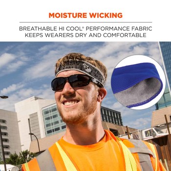 Ergodyne Chill-Its 6605 Solid Blue Hi Cool/Terry Cloth Stand Alone Sweatband - 720476-12425