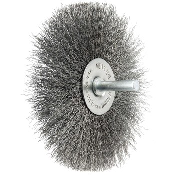 Weiler Stainless Steel Radial Bristle Brush - 4 in Outside Diameter - 0.008 in Bristle Diameter - 17981