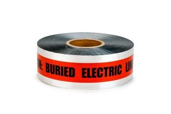 3M Scotch 406 Red Warning Tape - Pattern/Text = CAUTION BURIED ELECTRIC LINE BELOW - 3 in Width x 1000 ft Length - 5 mil Thick - 57779