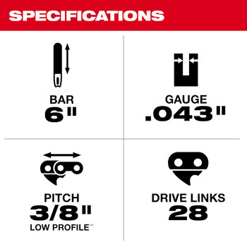Milwaukee Saw Chain 49-16-2732 - 6 in Blade
