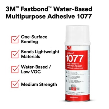 3M Fastbond 1077 7100373887 Multipurpose Adhesive Spray Neutral Liquid Aerosol Can Water-based - 76114 - 8.2 oz Net Weight