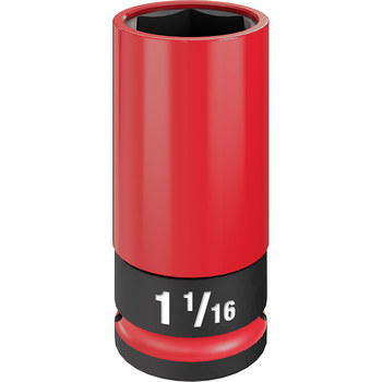 Milwaukee SHOCKWAVE Impact Duty 49-66-7815 6 Point 1-1/16 in Lug Nut Wheel Socket - High Strength Forged Steel - 1/2 in Drive - 1.540 in Length - 76697