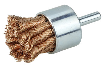 Weiler Bronze Cup Brush - Unthreaded Stem Attachment - 1-1/8 in Diameter - 0.020 in Bristle Diameter - 10067