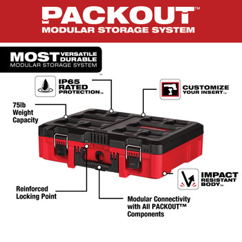Milwaukee PACKOUT Red/Black Tool Case - 20.59 in Length - 14.84 in Wide - 48-22-8450