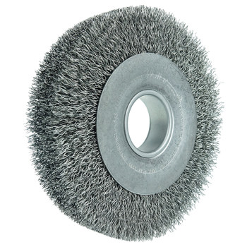 Weiler 03160 Wheel Brush - 8 in Dia - Crimped Steel Bristle