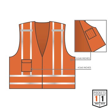 Ergodyne Glowear High-Visibility Vest 8244PSV 21360 - Size Medium/Large - High-Visibility Orange