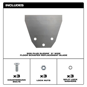 Milwaukee SDS PLUS SLEDGE Floor Scraper Replacement Kit 48-62-1914 - Silver Finish - 4.38 in Overall Length - Metal