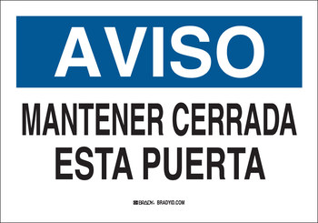 Picture of Brady B-120 Fiberglass Reinforced Polyester Rectangle White Spanish Door Sign part number 39718 (Main product image)
