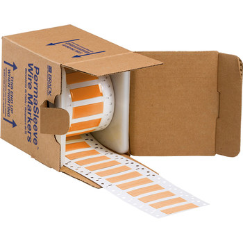 Picture of Brady Orange Polyolefin Thermal Transfer 3PS-250-2-OR-S-2 Die-Cut Thermal Transfer Printer Sleeve (Main product image)