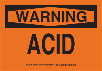 Picture of Brady B-555 Aluminum Rectangle Orange English Chemical Warning Sign part number 126498 (Main product image)