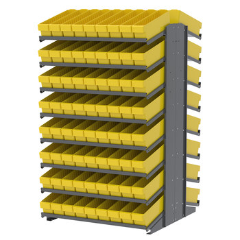 Picture of Akro-Mils APRD18148 1800 lb Yellow Gray Powder Coated Steel 16 ga Double Sided Fixed Rack (Main product image)